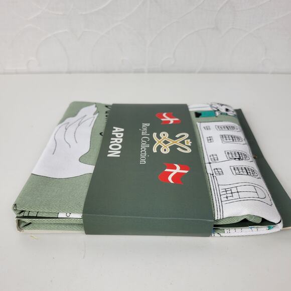 Royal Collection Copenhagen Apron Green Scandinavian Souvenir Collage Cotton NEW - Picture 3 of 11